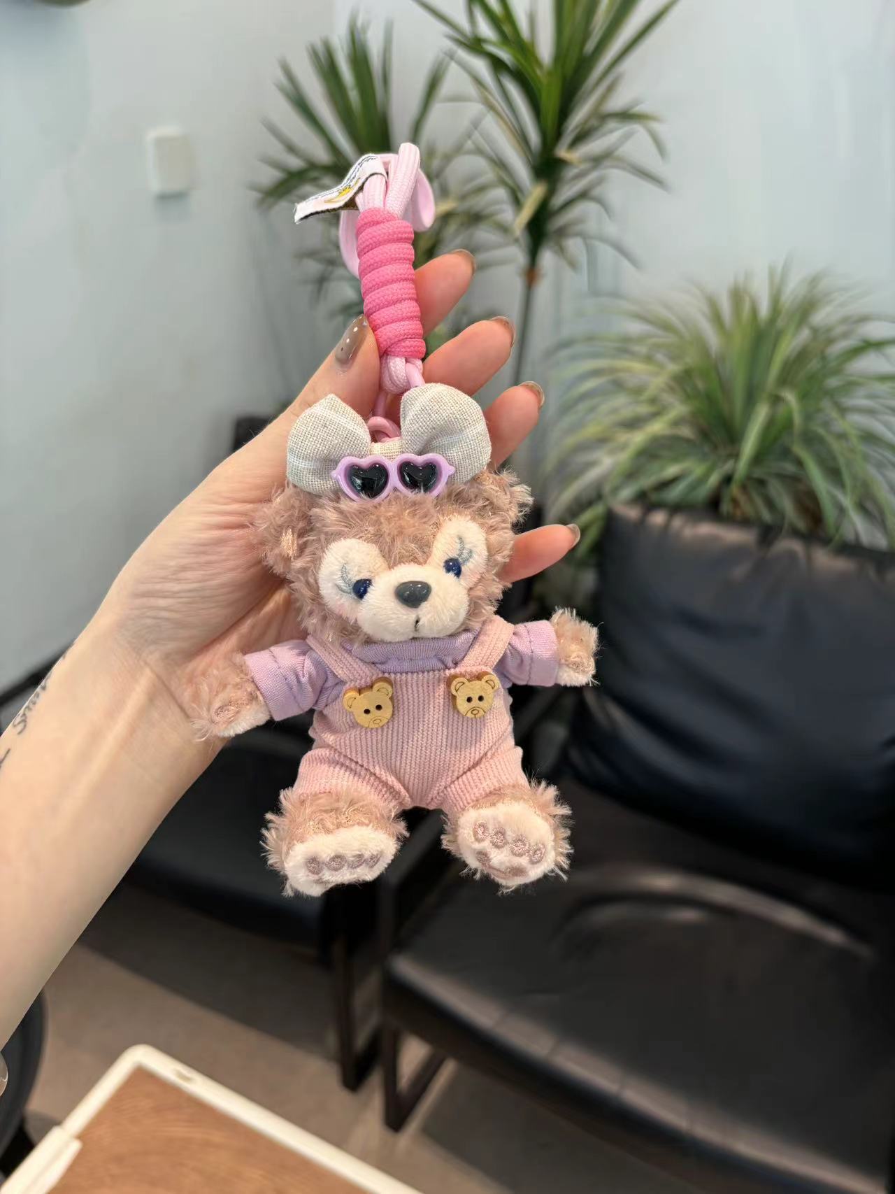 Nuevo Duffy oso llavero de automóvil lindo caricatura muñeca de peluche bolsos colgantes chicas pareja muñeca colgantes