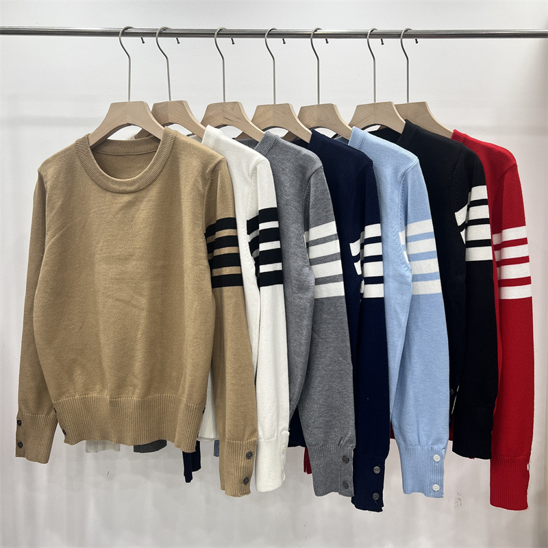 Autumn and Winter New College Style Round Neck Turtleneck Fashion All-match Classic Striped Long Sleeve Knitted Sweater Women's Top Trendy