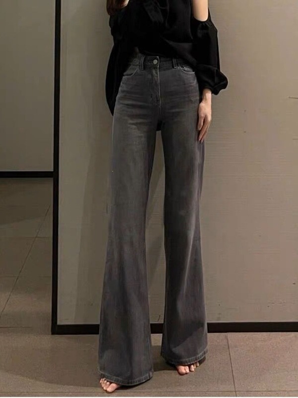 Shanlida Di 2026 Autumn New Style Petite Straight Wide-Leg Jeans for Women, American Retro High-Waisted Slimming Effect