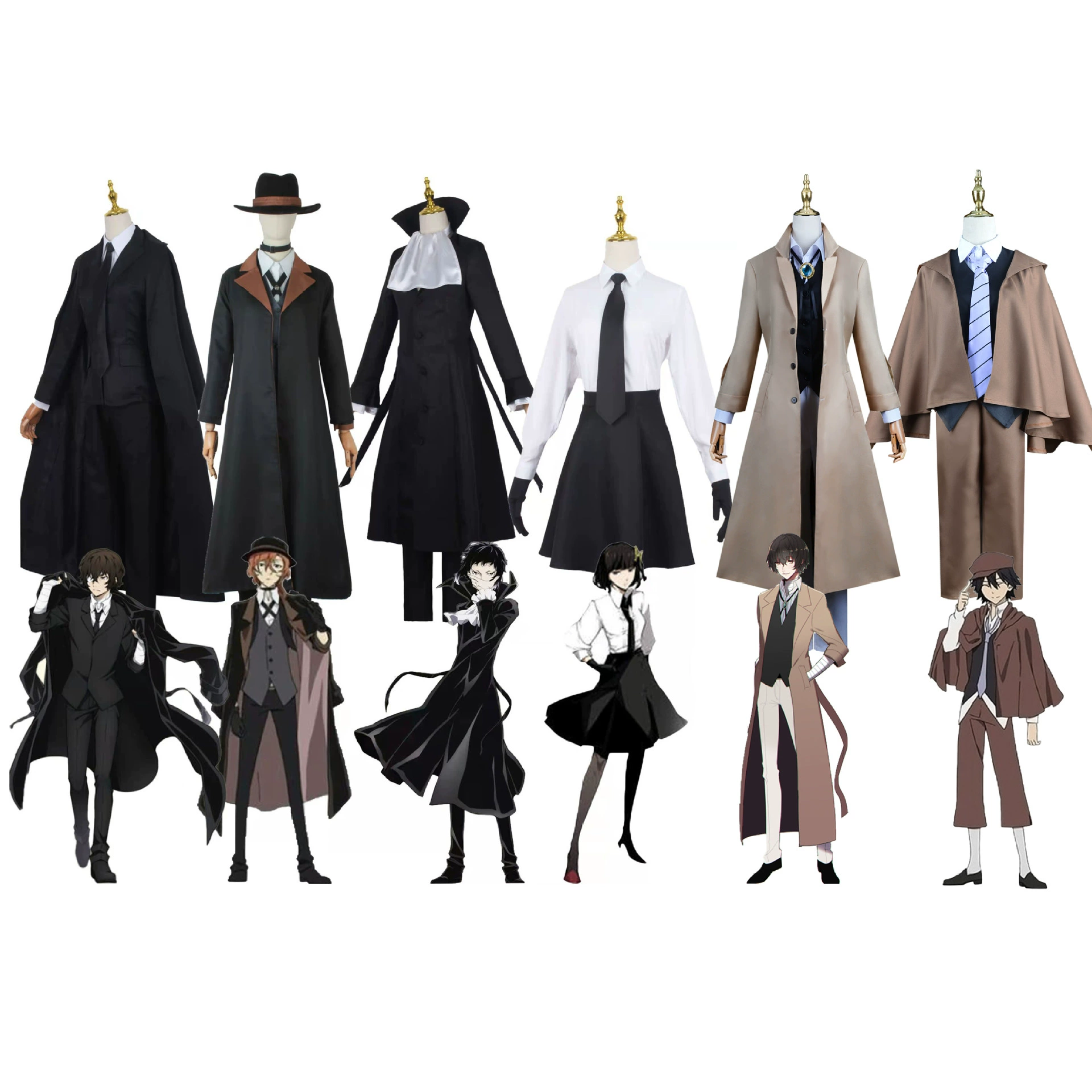 Bungou Stray Dogs, потому что одежда и Xieye Jingzi, потому что одежда Dazai Osamu Zhongyuan Zhongye, карнавальный костюм, полный комплект