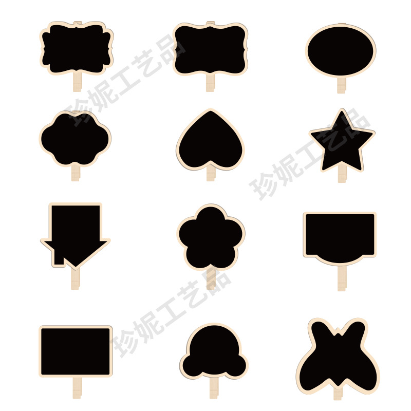 木质迷你黑板夹留言板标签备忘录木制黑板夹子记笔记食品标签派对