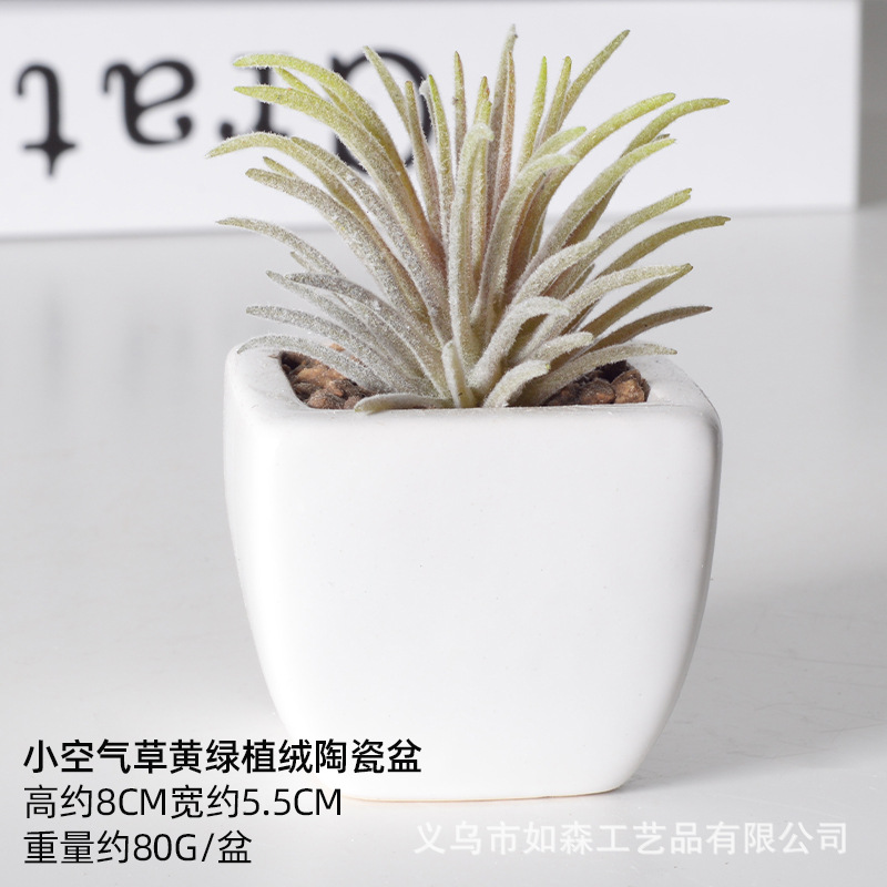 Simulación de cerámica bonsai de carne doméstica decoración de escritorio de oficina plantación verde maceta props de disparo maceta combinada artificial image 53