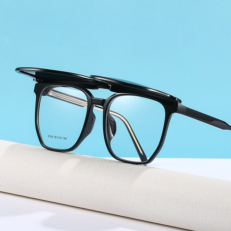 Vielseitige, minimalistische 2-in-1-Sonnenbrille mit magnetischen, polarisierten Gläsern, aufklappbar, aus großem Acetat, für Kurzsichtigkeit geeignet, mit multiformem Brillenrahmen, Clip-on-Sonnenbrille für Herren_voghion.com