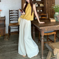 2025夏季新款多巴胺围脖圆领宽松花苞无袖露肩背心衬衫上衣女chic