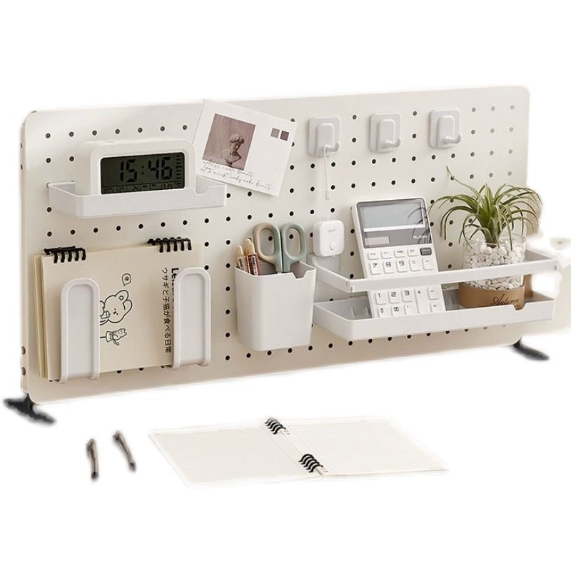 7 Desktop perforated board storage rack, no punching required, vertical computer desk, office partition baffle storage