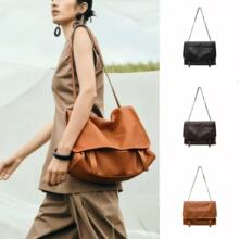 裘植真皮信使漫邮包松弛大容量通勤小众复古休闲单肩斜挎邮差包女