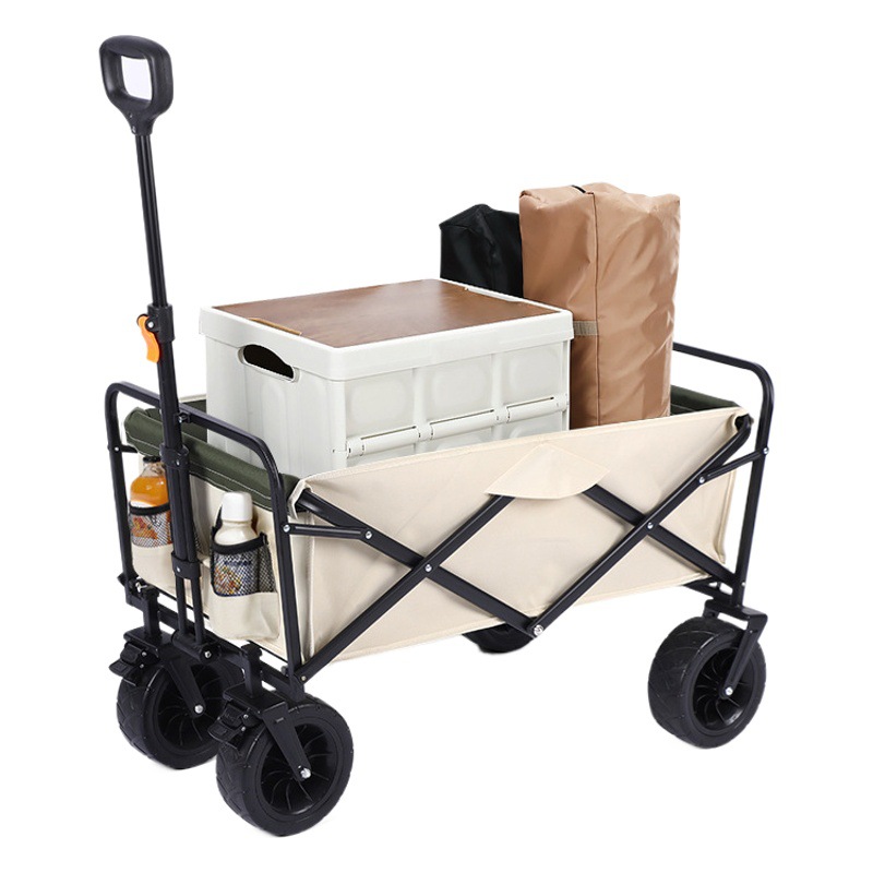 Outdoor Camping Cart, Picnic Cart, Household Foldable Four-Wheel Trolley, Portable Fishing Cart, Camp Cart, Push Cart