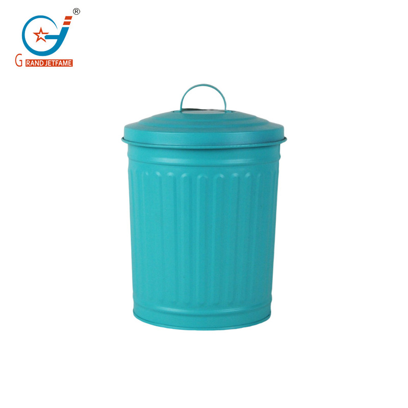 Galvanized trash can with lid decorative trash can metal practical bucket desktop trash can storage bucket