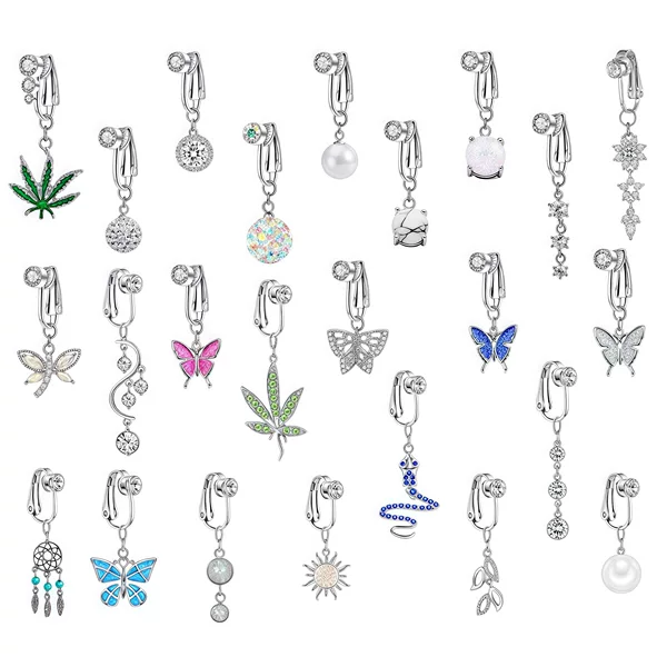 Cross-border e-commerce for fake navel clip non-perforated navel buckle navel nail non-porous body jewelry manufacturers wholesale customization