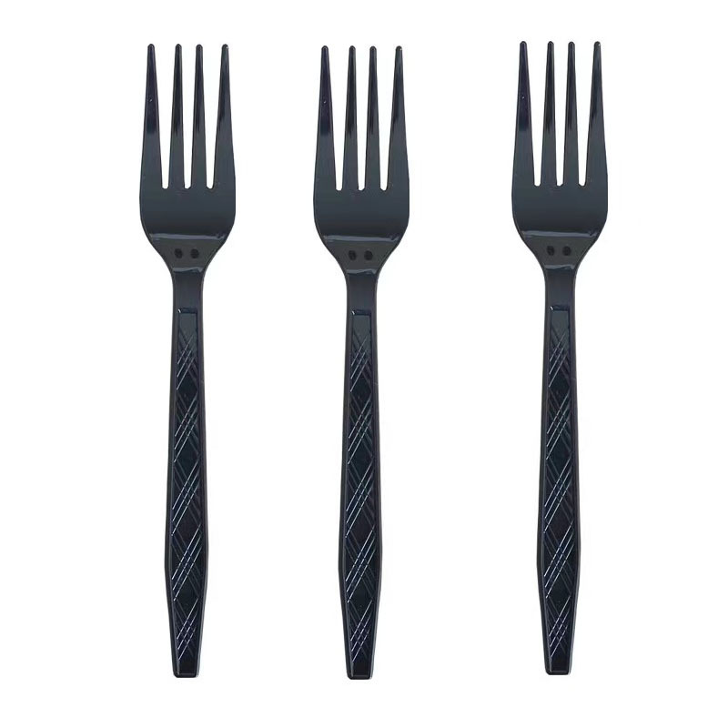 25 piezas transfronterizas Amazon PS desechable de plástico cuchillo, tenedor y cuchara vajilla de tres piezas conjunto de banquete de la torta del partido