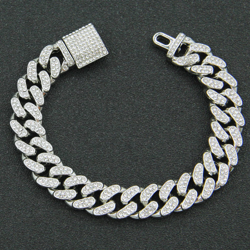 Daily Occasion Hip-Hop Geometric Alloy Diamond Men'S Bracelets Men Chain Bracelets