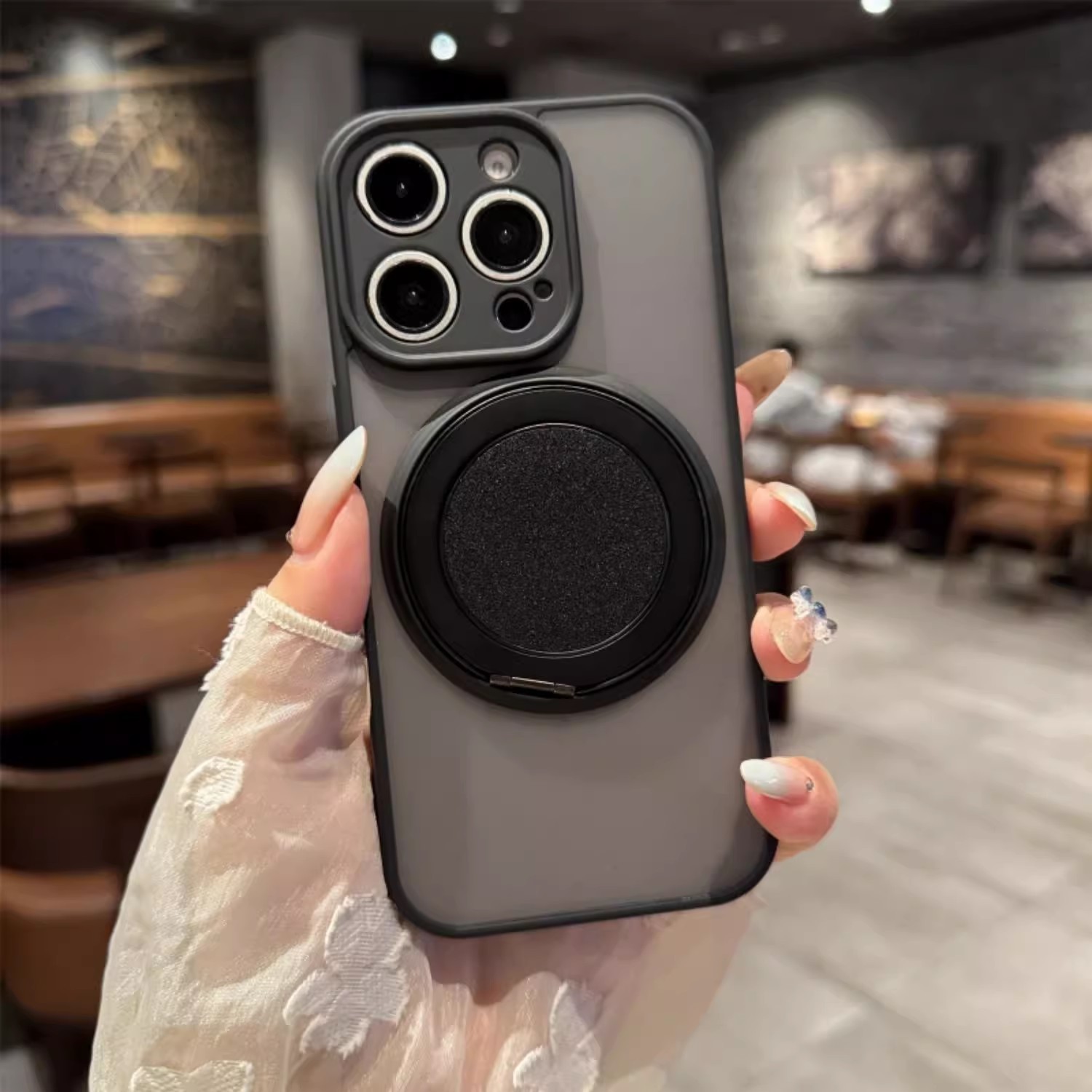 17 caso de teléfono móvil soporte giratorio 360 sensación de piel esmerilada para iPhone16 pivote de sensación avanzada 11 Apple 15pro