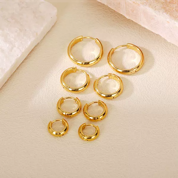 2025 New European and American Style Titanium Steel Two-Tone Hoop Earrings with Geometric Design, Niche Light Luxury, Non-Fading, in Stock Wholesale