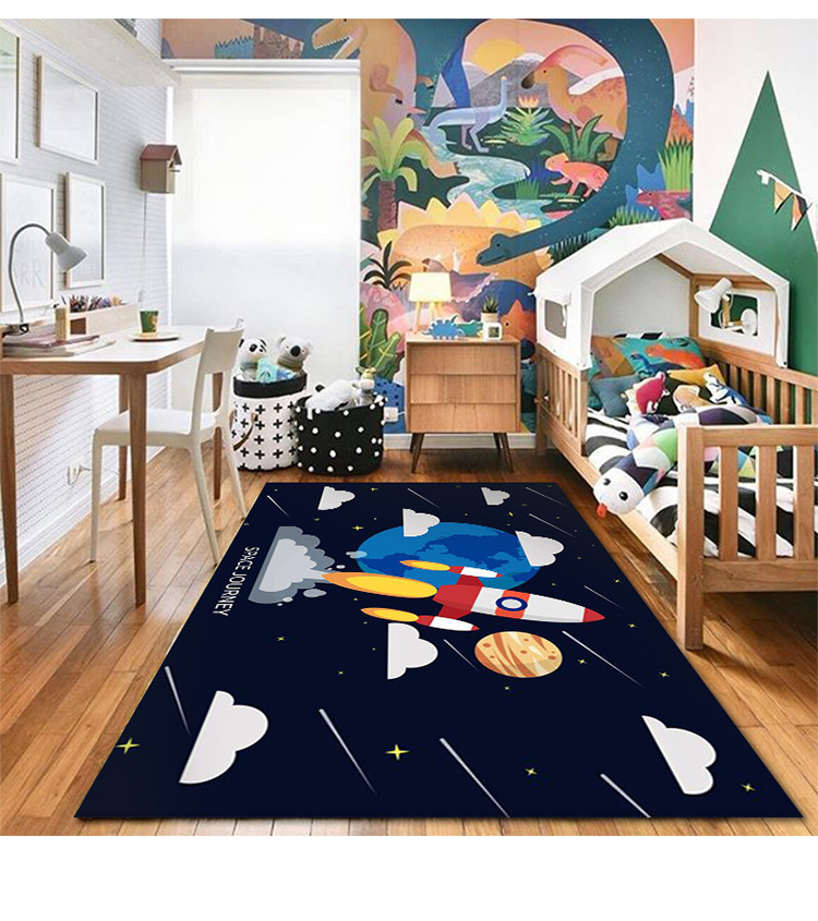 Cross-Border Living Room Carpet Early Education Center Reading Area Foot Mat Stain-Resistant Washable Crystal Velvet Carpet Temu Wholesale