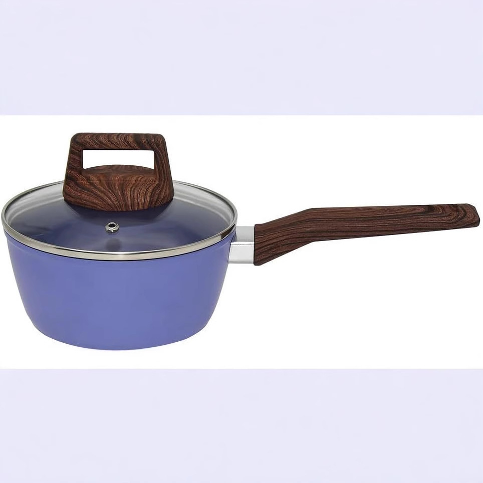 Juego de olla antiadherente de granito transfronterizo de 9 piezas Juego de olla morada para el hogar Juego de olla para freír olla de sopa olla de aluminio