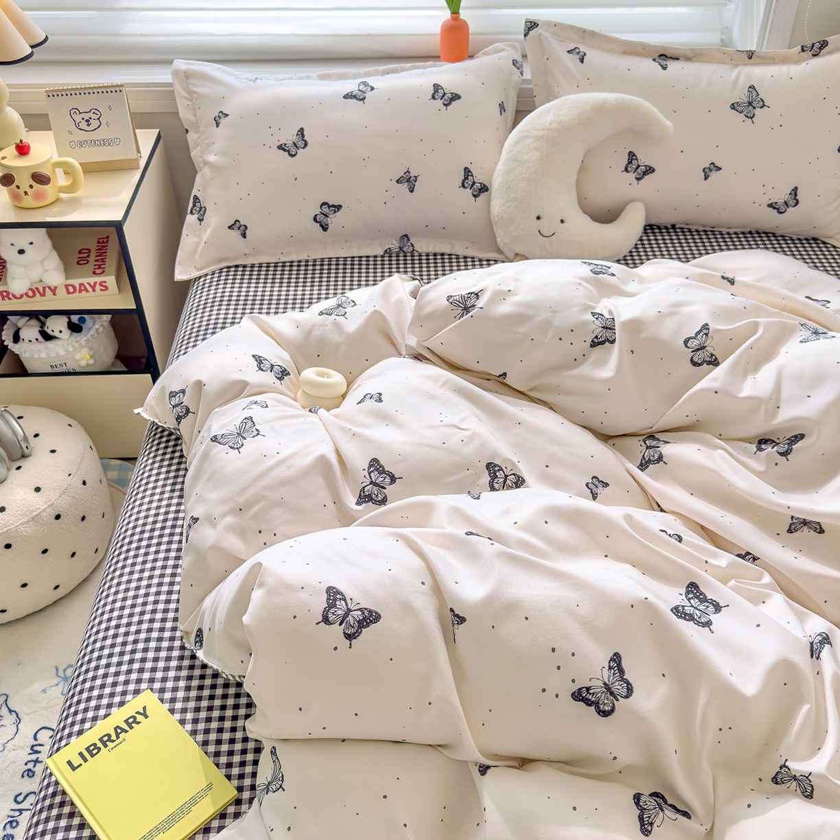 ins dormir desnudo cuatro piezas de sábanas de algodón imitación cubierta madre y bebé clase A dormitorio tres piezas de ropa de cama regalo