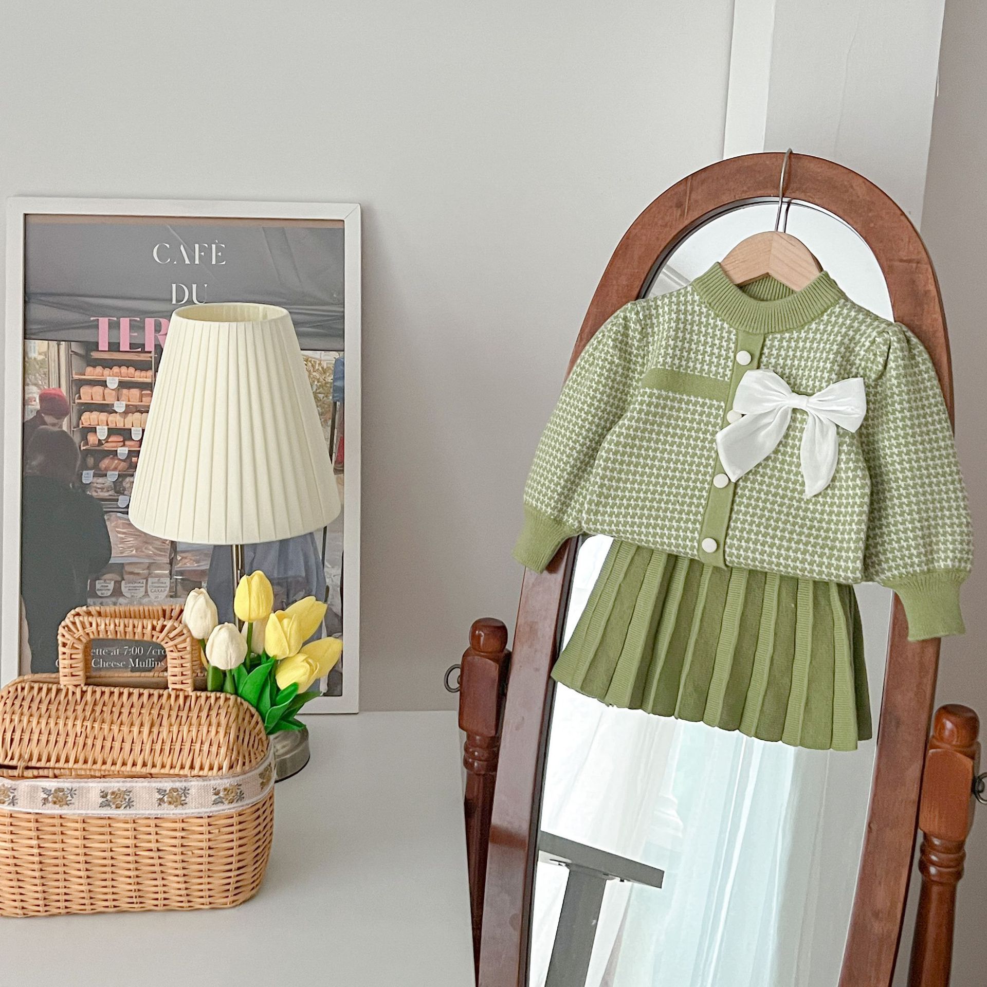JINYONG 2024 New Autumn and Winter Knitted Girl's Small Fragrant Style Set Skirt_voghion.com