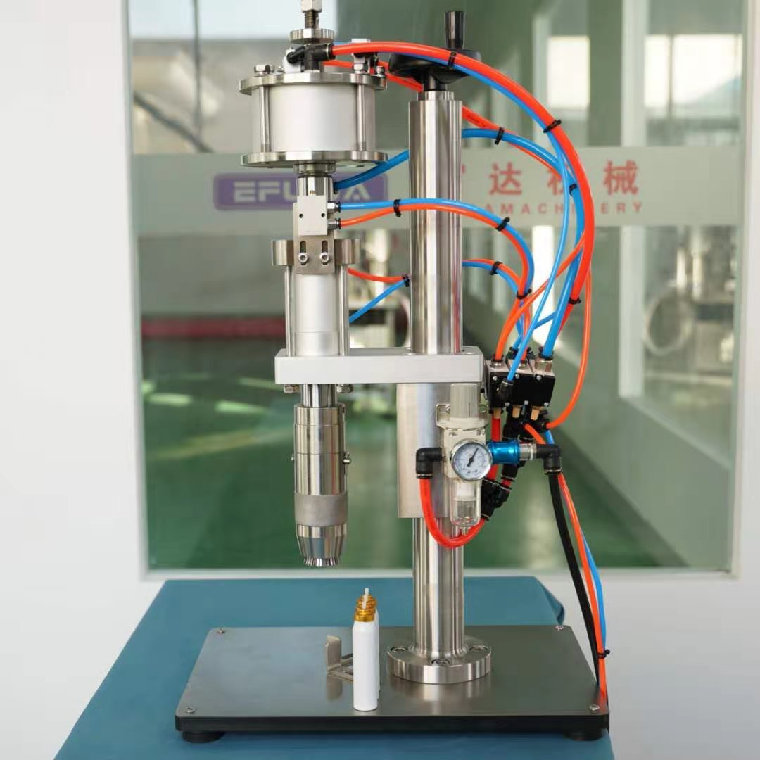 厂家出售气雾剂抓盖轧口机喷雾罐锁口机台板式抓口机设备
