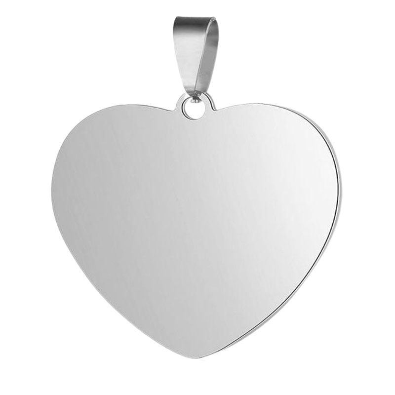 Stainless Steel Mirror Polished Light Plate Peach Heart Love Pendant Titanium Steel Jewelry Laser Marking Glossy Dog Tag Pendant