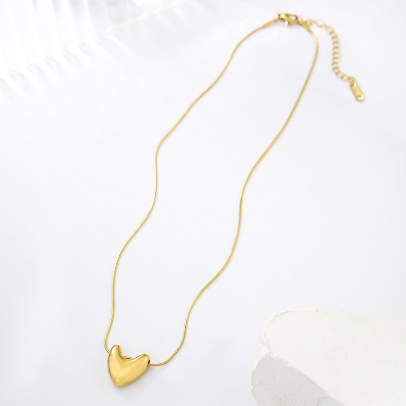 13g Weight 14K Gold Plated Plating Material 304 Stainless Steel Pendant Material Pendant Necklace Classification 304 Stainless Steel Chain Material 1 Piece Quantity Casual, Daily Occasion 304 Stainless Steel Material Heart Shape Pattern Women's Gender Simple Style Style Wholesale Jewelry Simple Style Heart Shape 304 Stainless Steel 14K Gold Plated Pendant Necklace 12