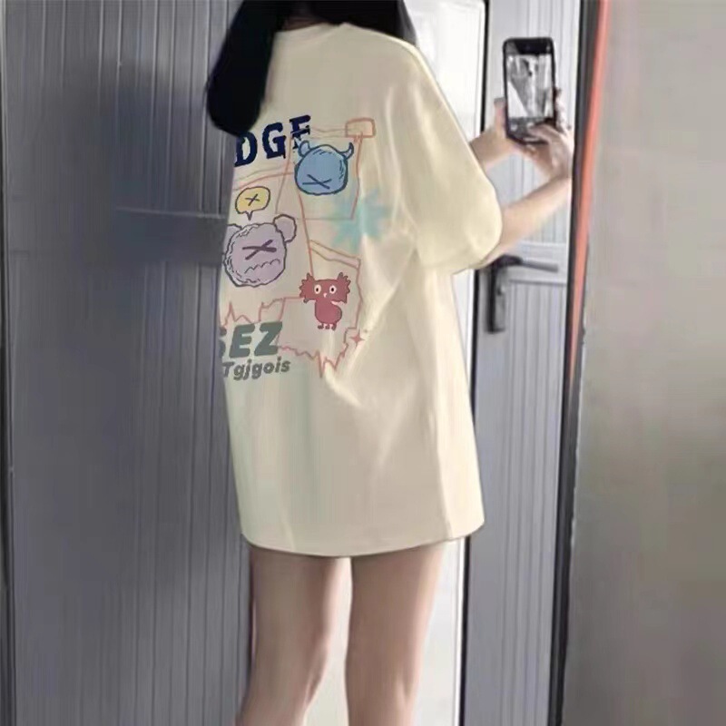 Heavy Weight Cotton Loose Short-Sleeved Off-Shoulder T-Shirt Women's Half-Sleeved 2025 Summer New Large Oversize Top Trendy