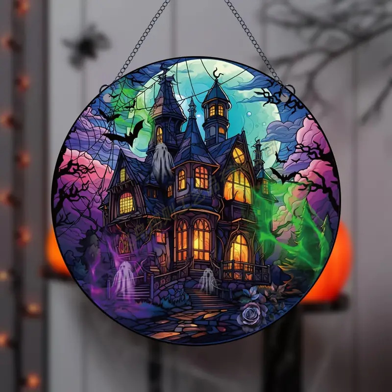 Transfronterizo serie de Halloween acrílico captador de sol artesanía decoración creativa colgante acrílico disco
