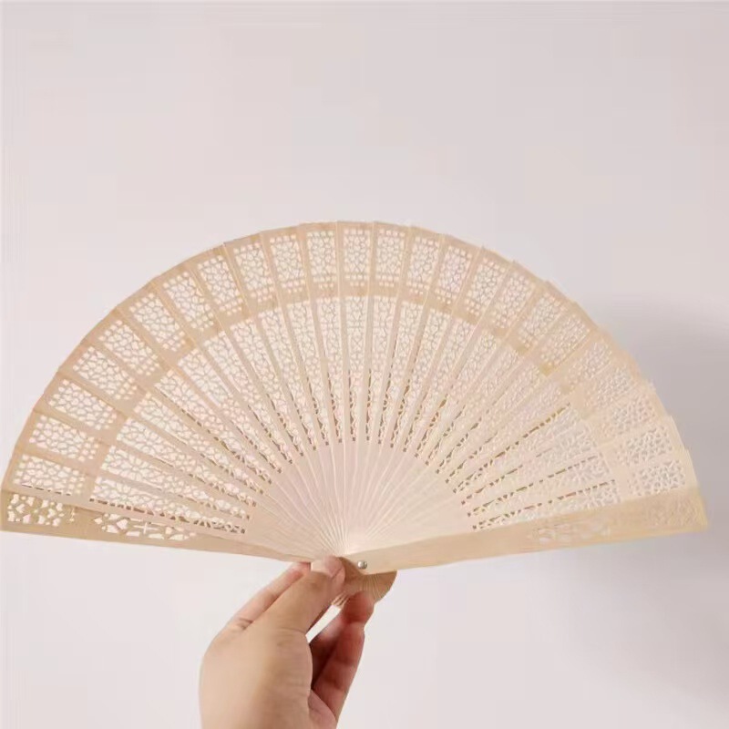 木质扇子中国风檀香扇古风随身镂空全木扇复古日用折扇女式折叠扇|undefined