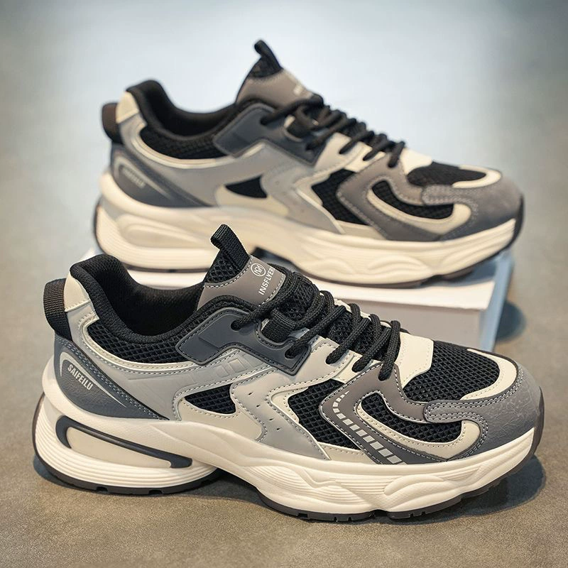 Летние мужские кроссовки 2025 новые дышащие сетчатые спортивные кроссовки мужские модные универсальные на толстой подошве повседневные кроссовки для папы стильные кроссовки