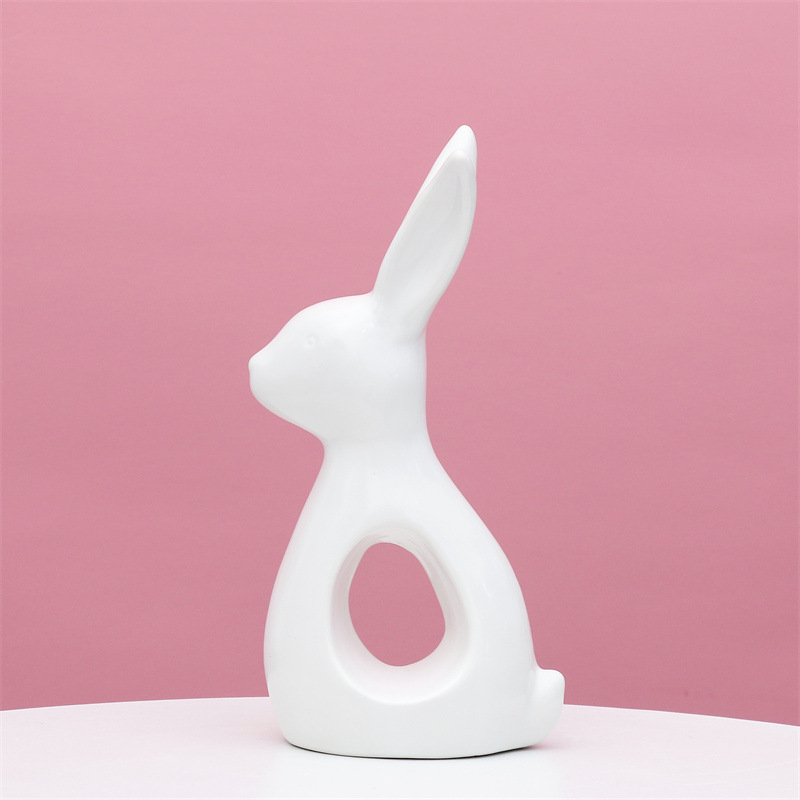 Blanco de estilo europeo creativo simple cerámica lindo conejo Hogar sala de estar gabinete del vino decoración ins artesanía de porcelana moderna