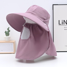 可拆卸防晒帽女士夏季泡泡纱遮脸大帽檐采茶披肩帽骑车遮阳太阳帽
