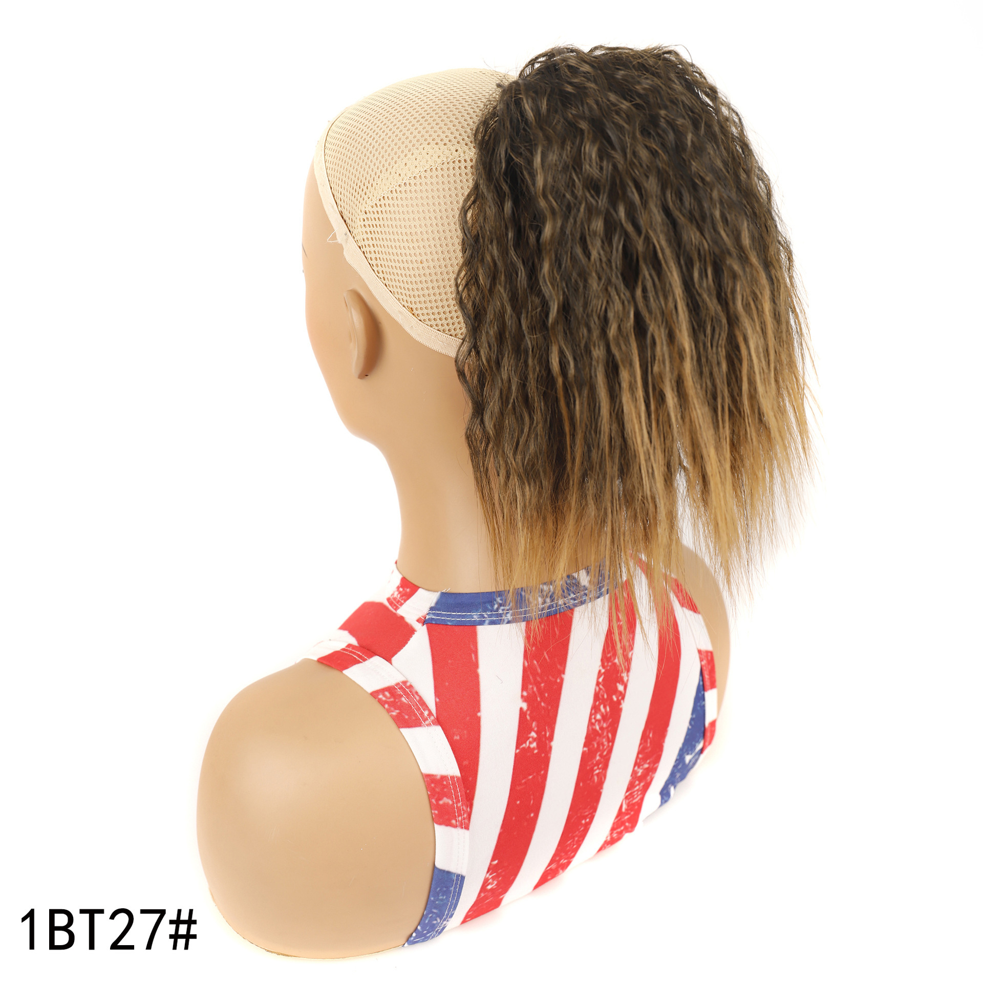 Wig ponytail, short fluffy corn perm wig ponytail, African women's drawstring short ponytail wholesale_voghion.com