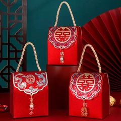 結婚祝いの喜糖箱中国風結婚式の砂糖箱ギフトボックスのアイデアキャンディー紙箱の手提げ喜糖袋