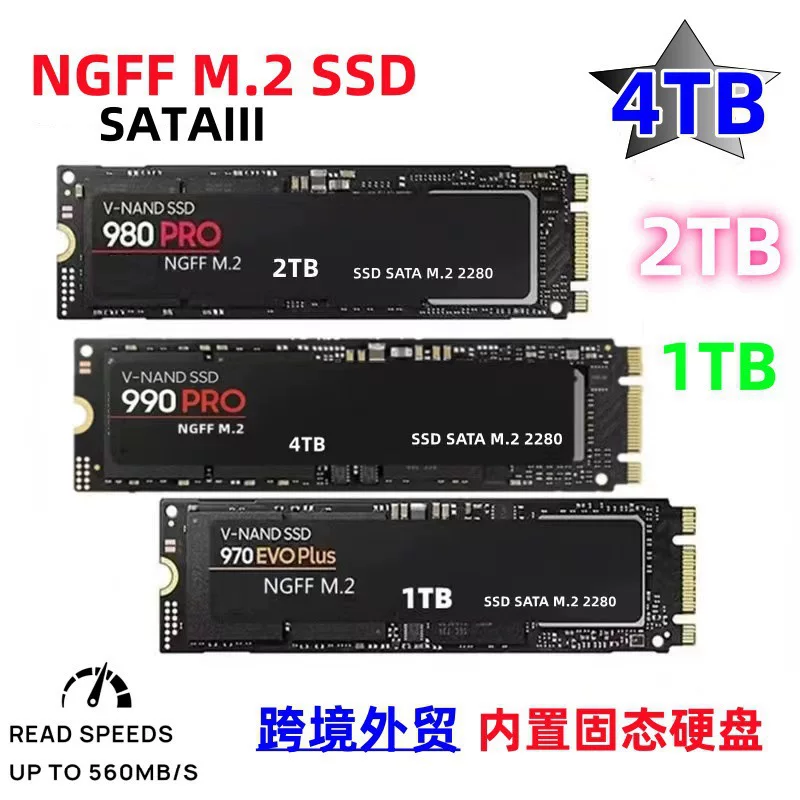 Твердотельный накопитель M.2 SSD 2280 для ноутбука и настольного ПК, универсальный, ёмкость 2 ТБ