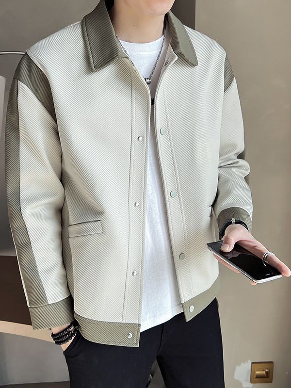 Abrigo de primavera y otoño de los hombres 2023 nueva costura marca de moda pu Shuai solapa chaqueta de los hombres chaqueta casual de los hombres de primavera