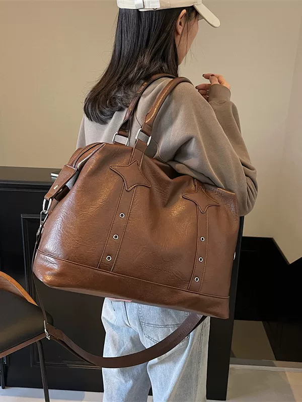 Winter polyurethane retro capacious travel bag, one-shoulder bag