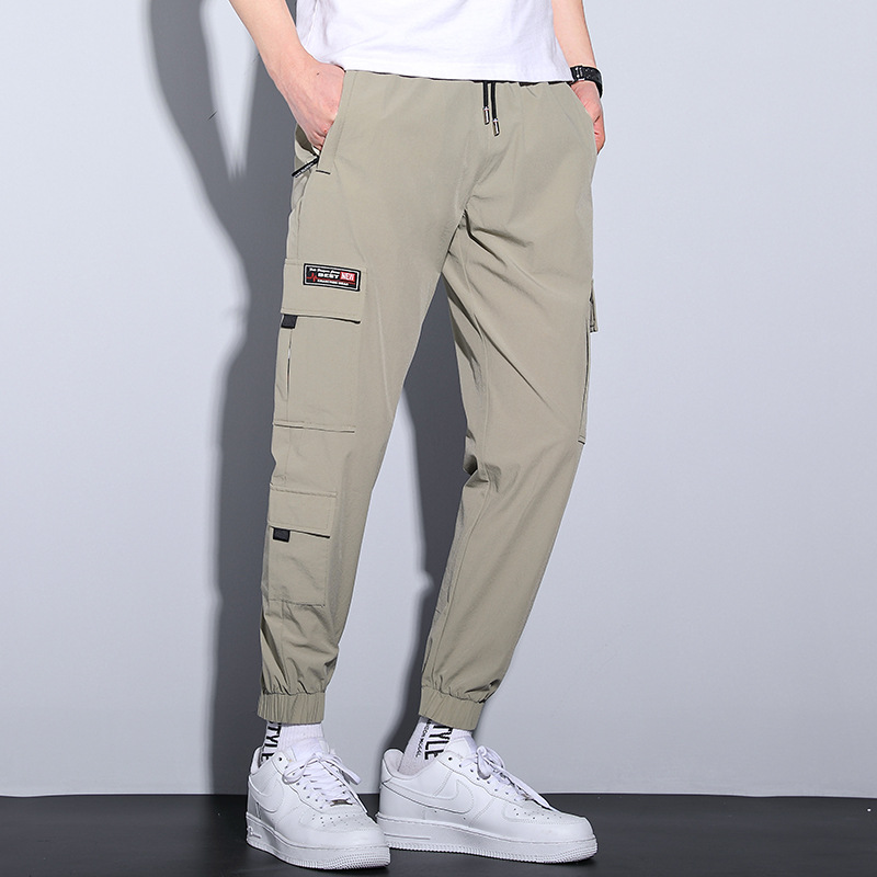 工装裤子男春秋季直筒裤男款青少年束脚裤男士复古休闲九分裤男款