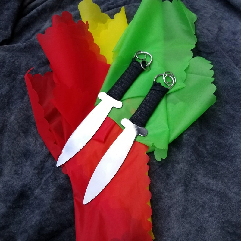 Martial Arts Routine Double Dagger Double Wheel Wood Performance Training Props Double Dagger Pair Practice Competition Use Knife Not Opening