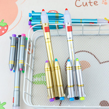 创意火箭中性笔荧光笔套装四色彩色手账笔荧光标记笔针管中性笔