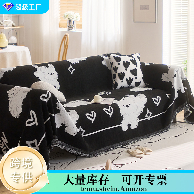 Toallas de sofá de dibujos animados en blanco y negro sofá cubierta sofá antideslizante cojín de sofá cuatro estaciones anti-gato universal agarrar una pieza de estilo inswind hogar