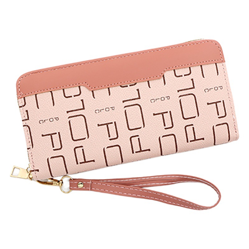 De las mujeres de estilo coreano simple cartera larga cremallera Cartera de cuero de color a juego de moda moneda monedero titular de la tarjeta bolso