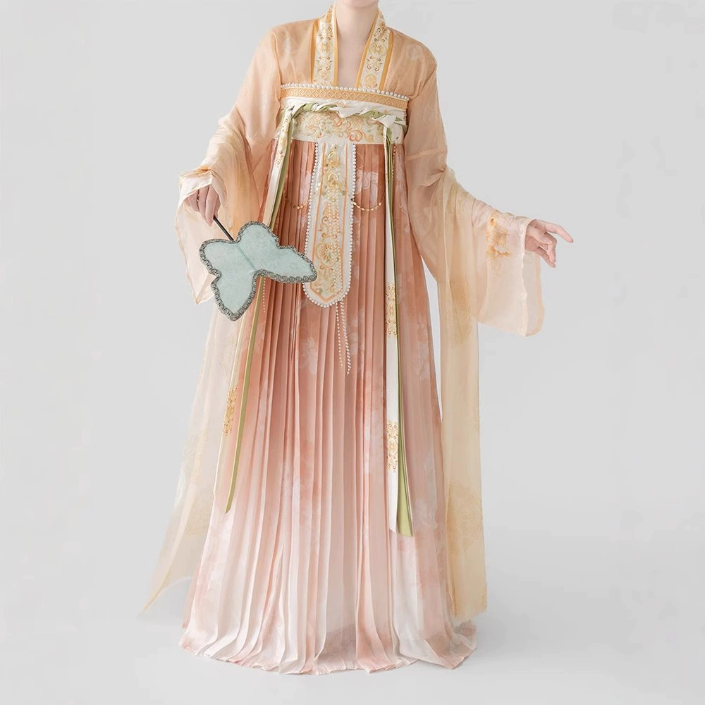Стиль танга недавно Hanfu женский вышитый бюстгард длинной юбки кардиган тонкий легкий пигментированный элегантный антикварный костюм повседневный национальный стиль