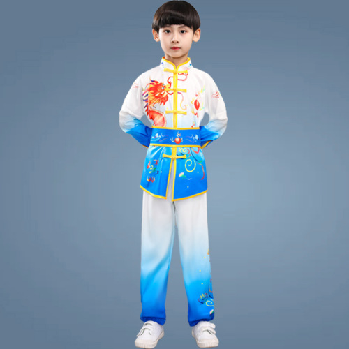 Children's Martial Arts Competition Performance Physical Exam Competition Training Uniform Men and Women Adult Tai Chi Uniform Gradient Transition Color Training Uniform