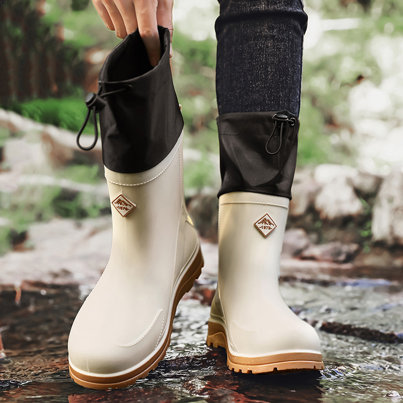 Botas de Lluvia de Caña Media para Hombre de PVC, Impermeables para Pesca