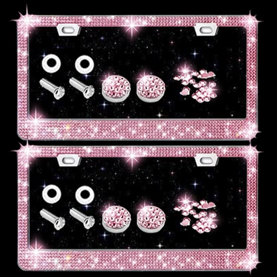 Holder, Car Accessories, Cross-Border Model, License plate holder/license plate holder - pink-diamond-2-pieces