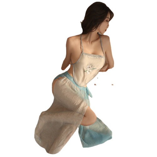 National style series of classical apron chiffon sexy pajamas retro free uniform see-through pure lust temptation sexy underwear