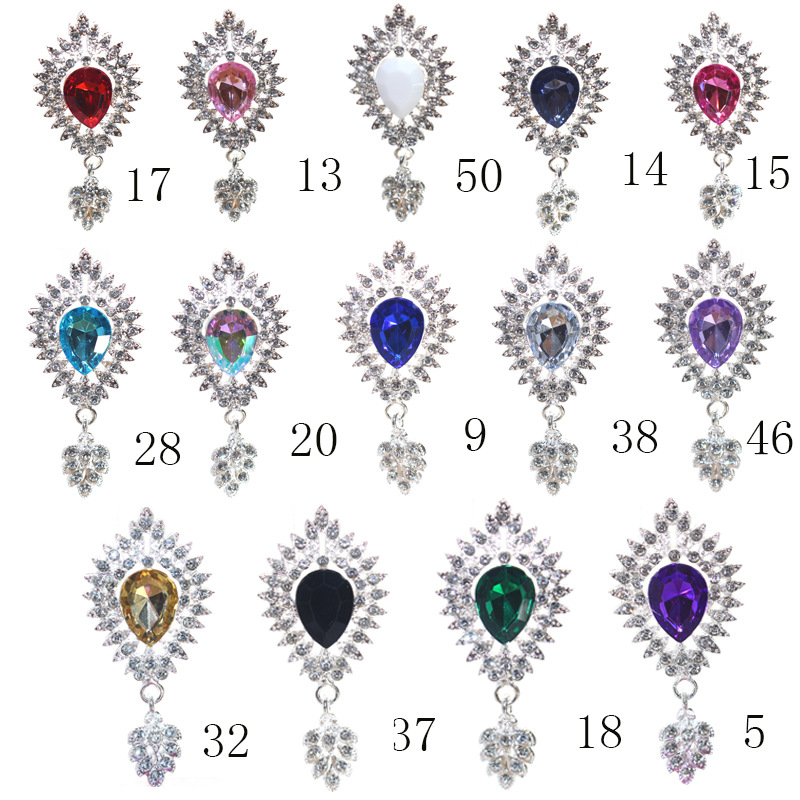 Nueva gota de agua colgante accesorios la joyería aleación puntiaguda gema inferior rhinestone plana material Decoración Ropa al por mayor