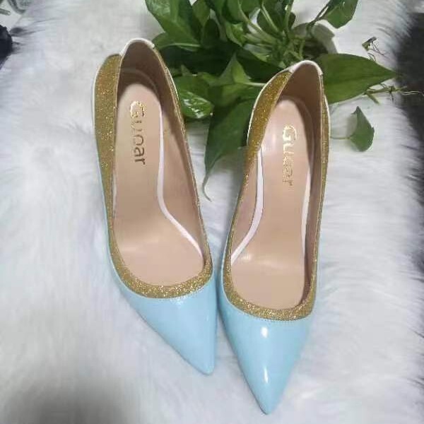 2023 color matching sky blue high heel fashion shoes