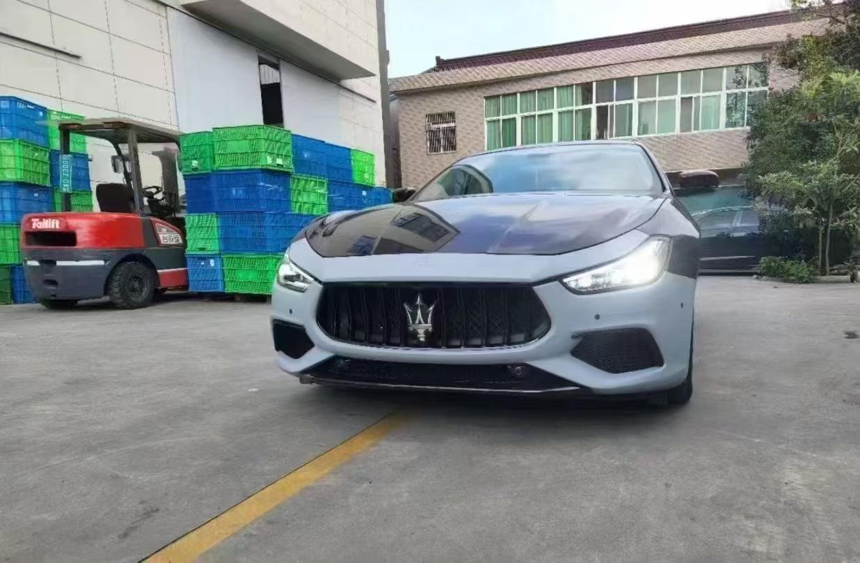 Maserati Ghibli Modified with Trofeo New Front Face Kit, Led Headlights, Tail Light Assembly, and Body Surround