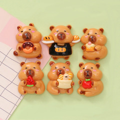 かわいい食游びカピバラdiyクリームゴム携帯ケースキーホルダー穴靴バックルヘアクリップ樹脂アクセサリー
