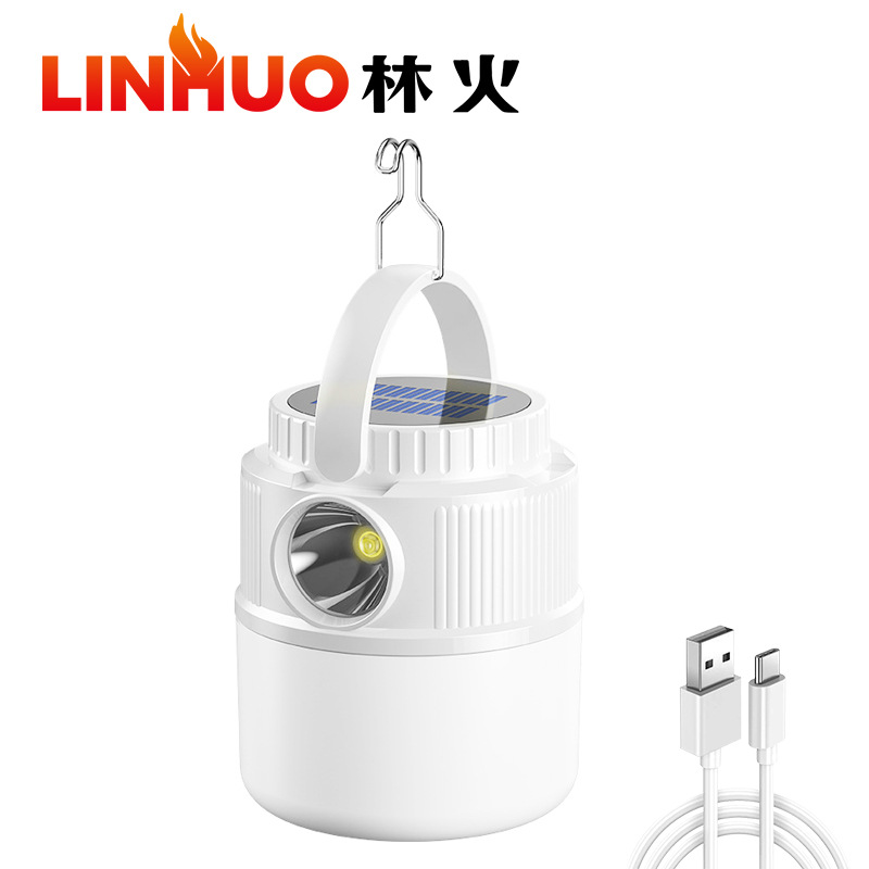 Fuego forestal nueva iluminación al aire libre Luz de camping falla de energía emergencia colgante puesto luz TYPE-C solar de carga Luz de camping